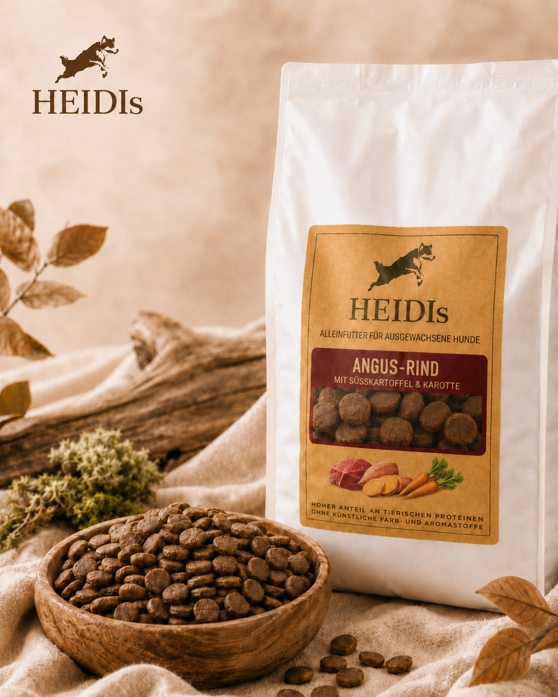 Angus Rind, Süßkartoffel und Karotte