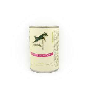 Abbildung von einer 400g Dose Nassfutter Junior mit Rind und Huhn - Natürlich gesund!